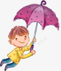 可爱爱心雨伞儿童素材