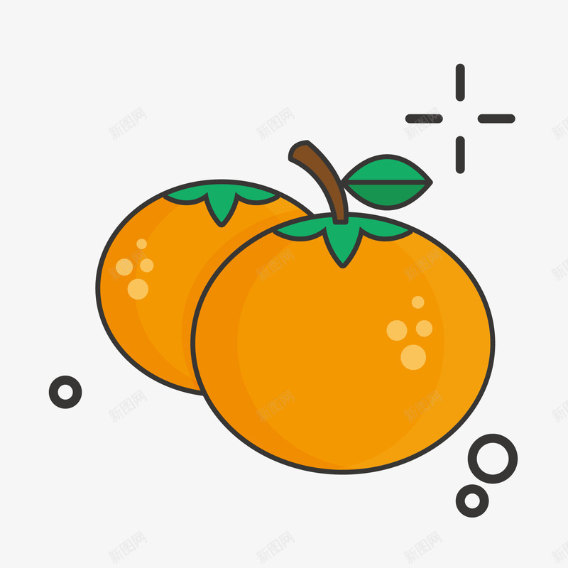 黄色手绘橘子元素矢量图ai免抠素材_88icon https://88icon.com 卡通插画 手绘 果实 水果 线稿 美食 食物 黄色 矢量图