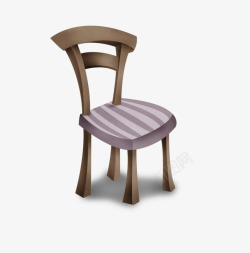 卡通手绘木质条纹椅子素材