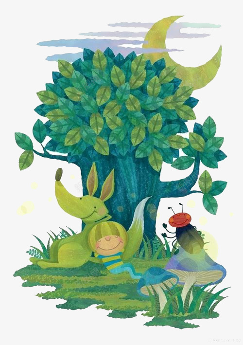 卡通大树和小动物png免抠素材_88icon https://88icon.com 儿童 儿童插画 卡通 卡通人物 卡通动物 卡通大树 插画 故事 梦幻 童话 童话森林