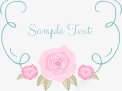 浪漫粉色手绘玫瑰花文字框素材