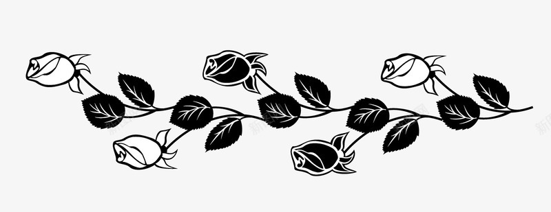 玫瑰花矢量图ai免抠素材_88icon https://88icon.com 叶子 图案 玫瑰 玫瑰合集 玫瑰纹身 矢量图 黑白 黑色