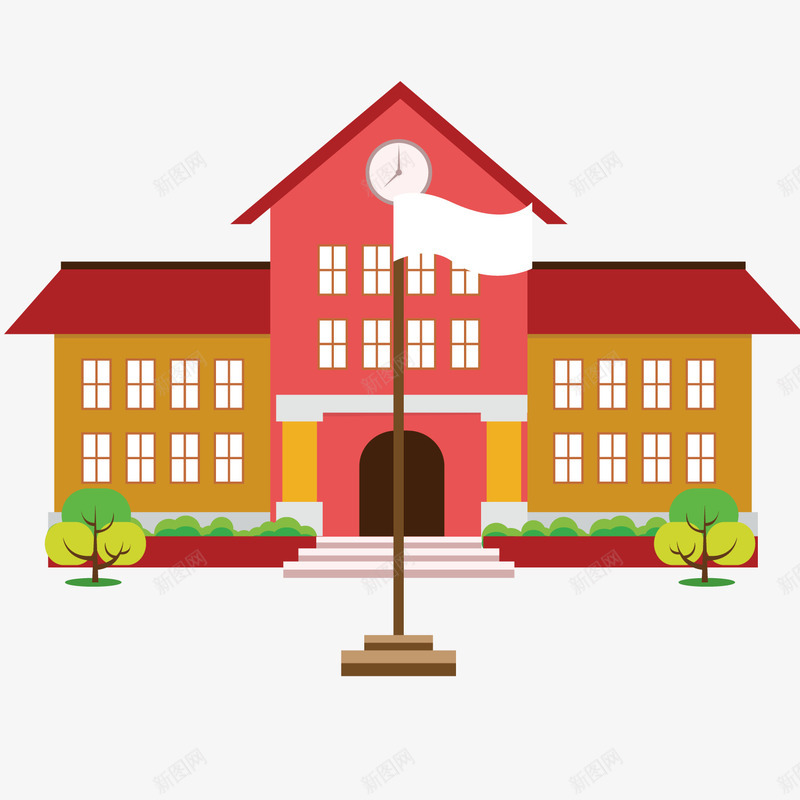 学校风景png免抠素材_88icon https://88icon.com 学校 建筑 红色 风景