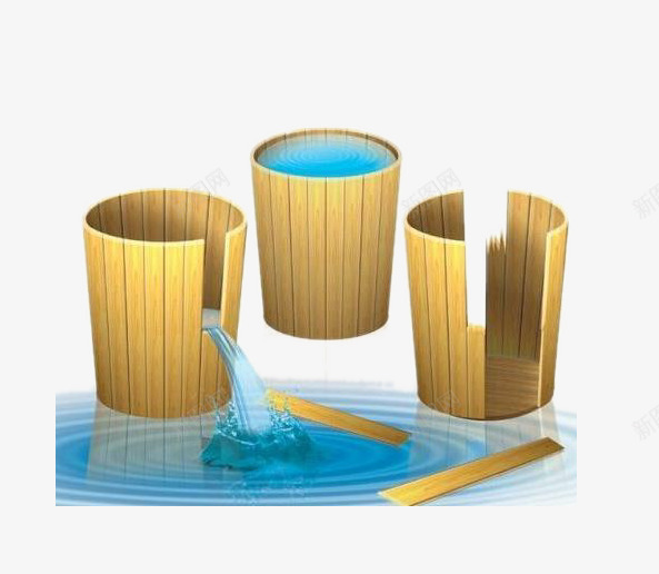 插画短板木桶png免抠素材_88icon https://88icon.com 三个桶 三个短板木桶 木桶 木桶短板 桶 溢出水的木桶 短板木桶