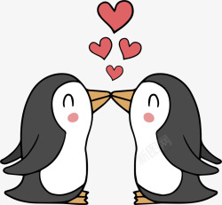 卡通企鹅情侣装饰插画素材