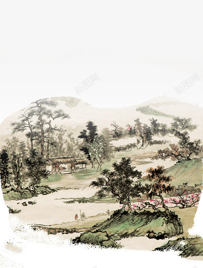 水墨画山村七夕情人节海报背景png免抠素材_88icon https://88icon.com 山村 情人 水墨画 海报 背景