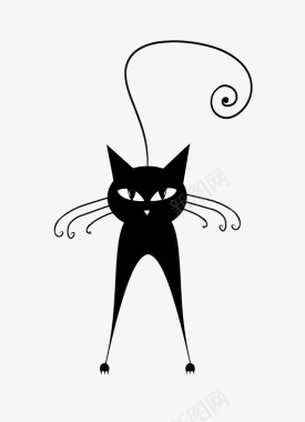 可爱卡通黑色小猫咪图标图标