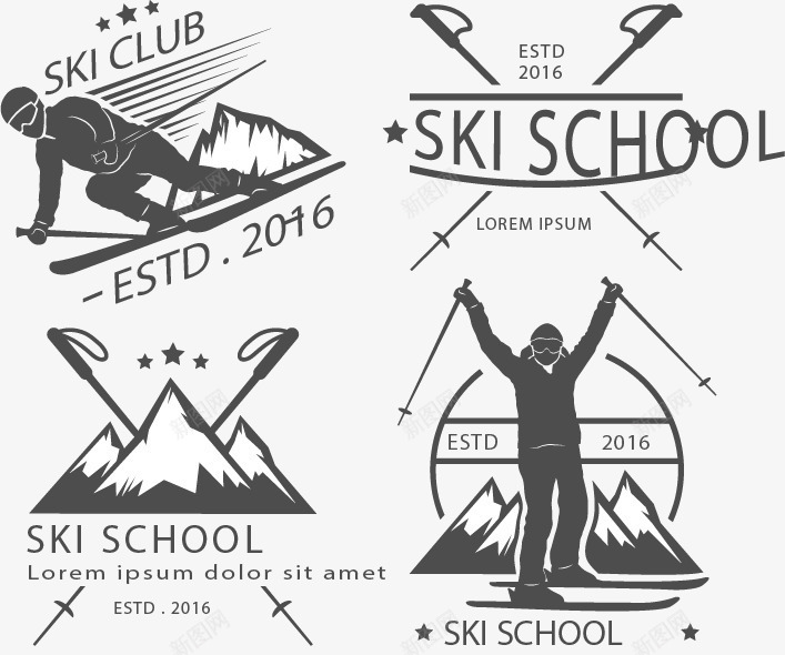 滑雪学校标志矢量图eps免抠素材_88icon https://88icon.com 手绘标志 滑雪学校 矢量素材 运动俱乐部 矢量图