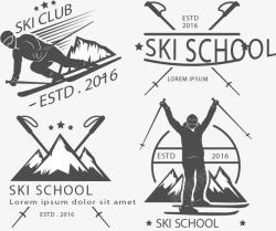 滑雪学校标志矢量图素材