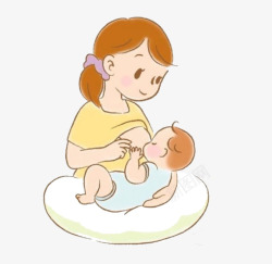 卡通母乳喂养婴儿插画素材