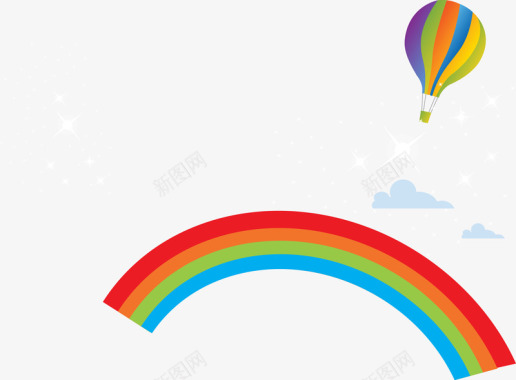 彩虹热气球图标矢量图图标