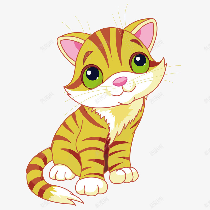 可爱黄色条纹小猫矢量图ai免抠素材_88icon https://88icon.com 卡通 小猫 条纹 黄色 矢量图