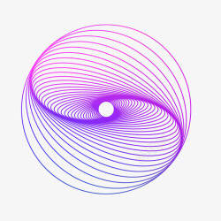 矢量线条球体紫色渐变螺旋曲线线条球体素图标高清图片
