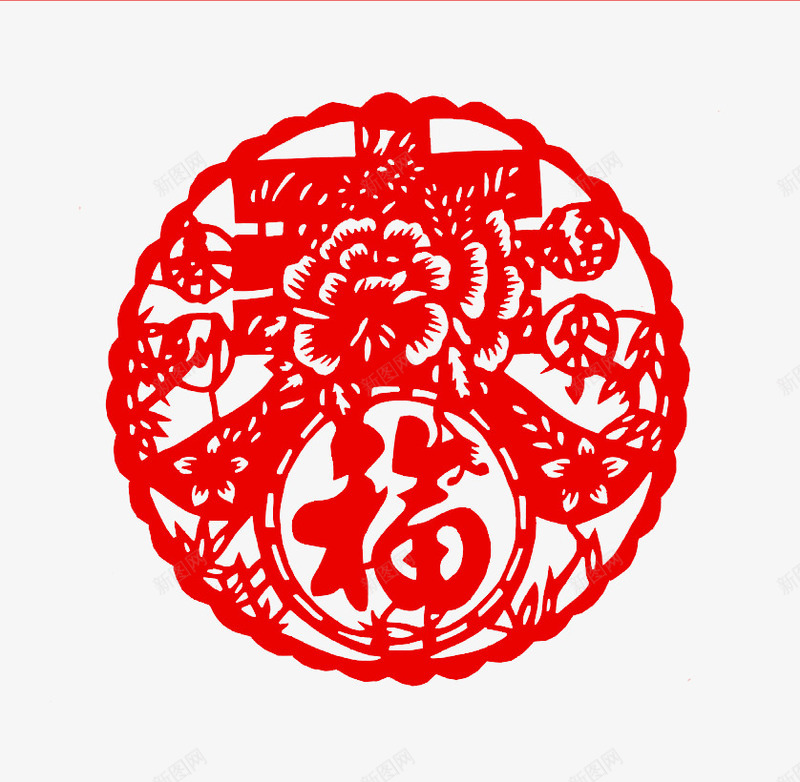 红色春字剪纸png免抠素材_88icon https://88icon.com 中国风 剪纸 春 福 红色 纹样