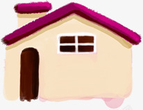 手绘粉色卡通房屋素材