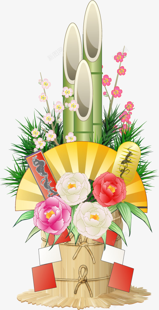 手绘竹子装饰图案梅花png免抠素材_88icon https://88icon.com 手绘 梅花 竹子