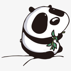 手绘吃竹子的熊猫素材