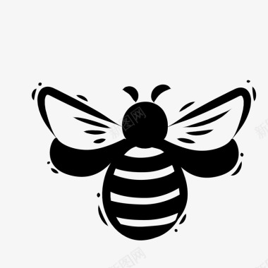 通动物漫画手绘卡通黑色蜜蜂图标图标