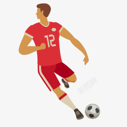 足球比赛球衣红色球衣的运动员矢量图高清图片