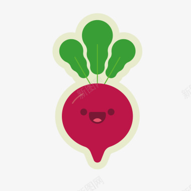 美食红色圆弧萝卜贴纸矢量图图标图标