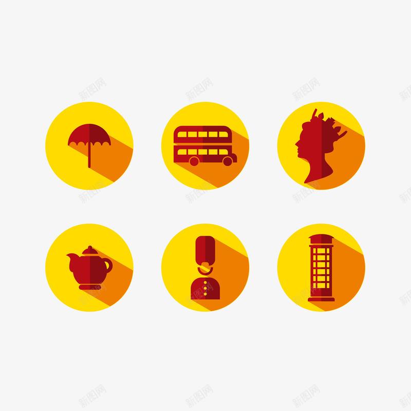 英国元素矢量图eps免抠素材_88icon https://88icon.com 女王 电话亭 英国 观光巴士 矢量图