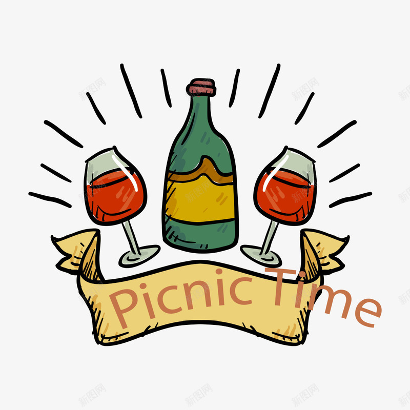 酒瓶和酒杯png免抠素材_88icon https://88icon.com 手绘画 矢量装饰 装饰 装饰画 酒杯 酒瓶