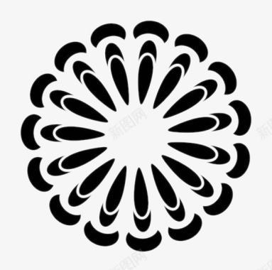 花瓣组合矢量素材黑色圆形花纹图案图标图标