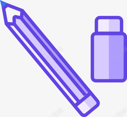 文具紫色手绘橡皮铅笔文具卡通图标矢量图图标