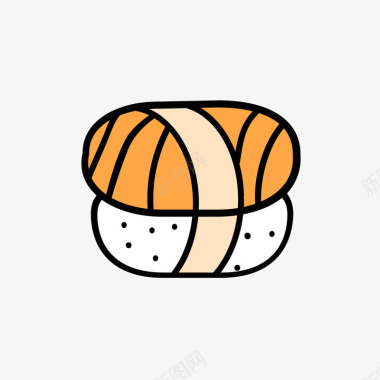 食物黄色手绘圆角寿司美食矢量图图标图标