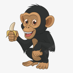 卡通版吃香蕉的猴子素材