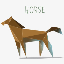 一匹马折纸插画矢量图素材