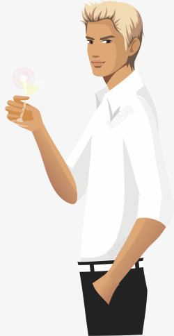 黑白衬衫喝酒的男生高清图片
