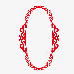 红色剪纸镂空边框竖边框素材