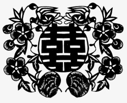 中国风双喜传统艺术镂空剪纸素材