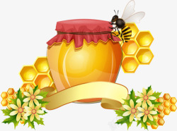 蜂蜜罐子绸带素材