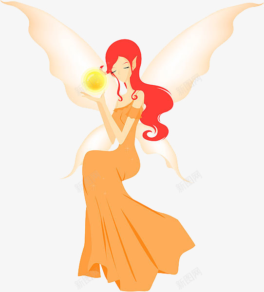 橙花仙子png免抠素材_88icon https://88icon.com 卡通手绘 可爱画风 唯美画面 天使 带翅膀的女孩 装饰