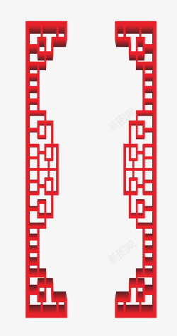 红色镂空窗效果素材