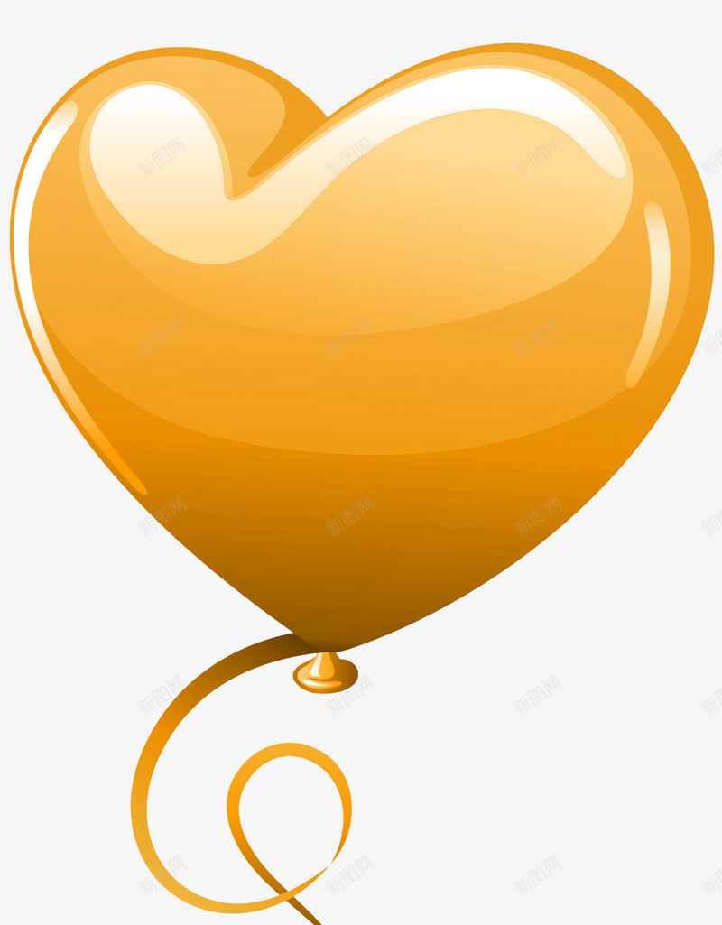 橙色心形气球png免抠素材_88icon https://88icon.com 心形 橙色 气球 颜色鲜艳