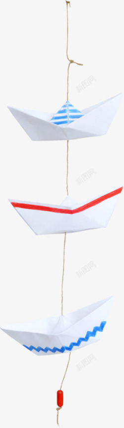 悬挂的白色纸船素材
