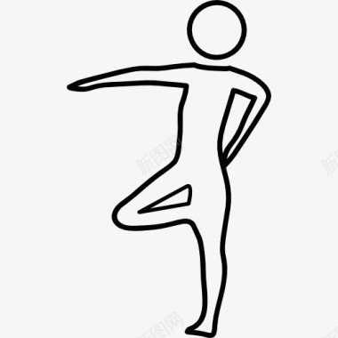 女性瑜伽运动体操运动员的姿势图标图标
