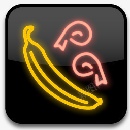 香蕉卡通霓虹灯风格图标透明图标