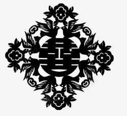 中国风双喜传统文化镂空剪纸素材