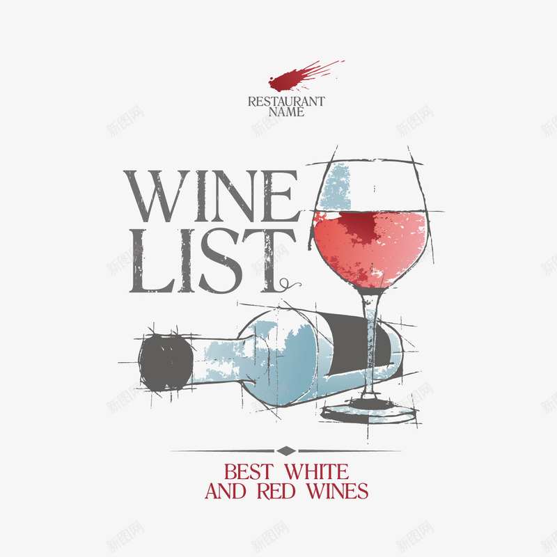 水彩酒瓶和酒杯矢量图ai免抠素材_88icon https://88icon.com 水彩 酒杯 酒瓶 矢量图