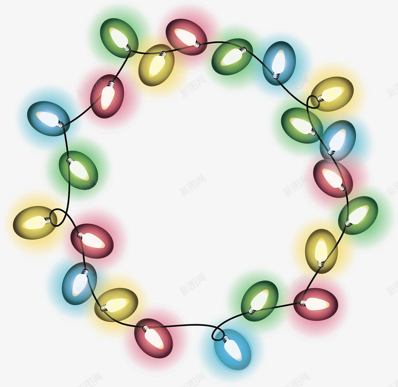 彩灯矢量图ai免抠素材_88icon https://88icon.com 圣诞节 小灯泡 装饰 边框 矢量图