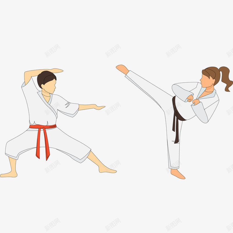 练习跆拳道的人物矢量图ai免抠素材_88icon https://88icon.com 人物设计 卡通人物 比赛 练习 训练 跆拳道 矢量图