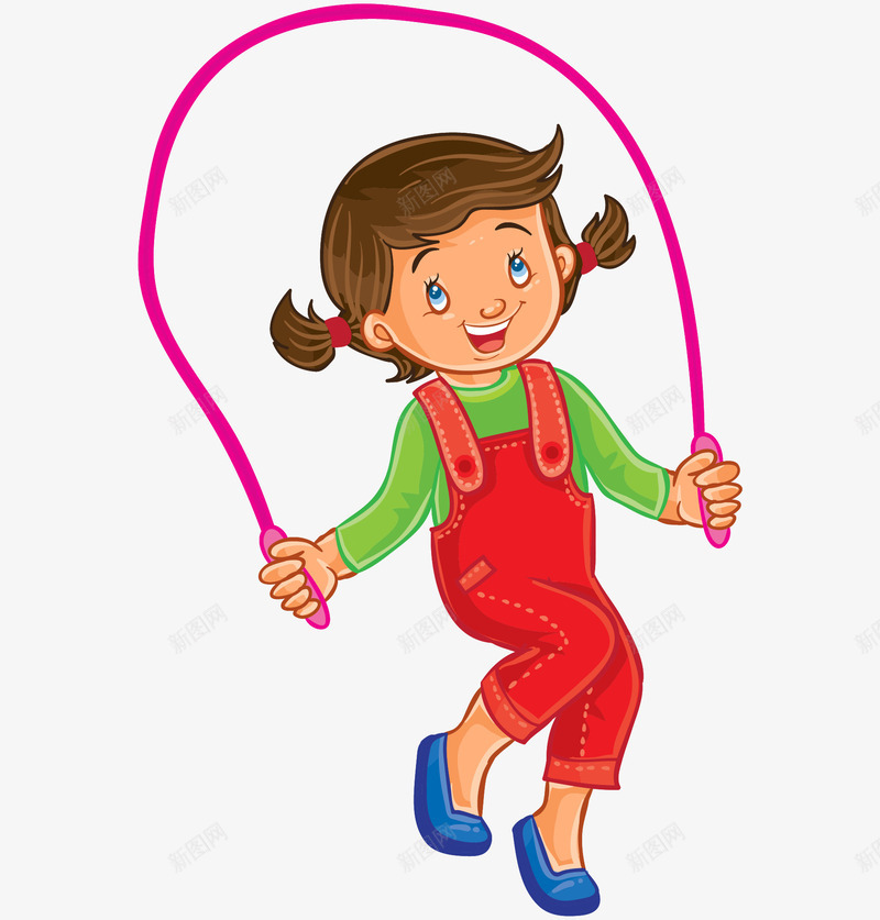 手绘卡通可爱女孩跳绳png免抠素材_88icon https://88icon.com 体育 体育运动 卡通女孩 可爱 可爱女孩 跳绳运动 运动