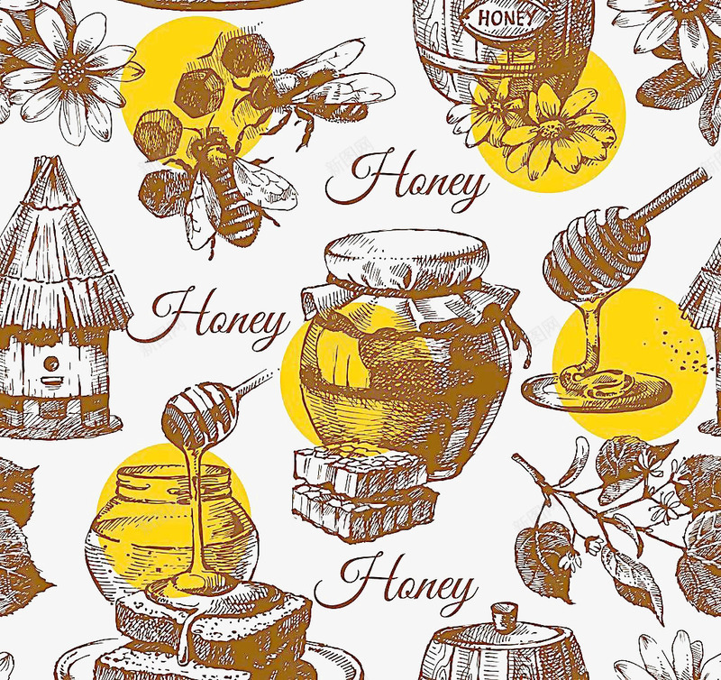 有质感的手绘蜂蜜元素png免抠素材_88icon https://88icon.com 元素 手绘 蜂蜜 质感