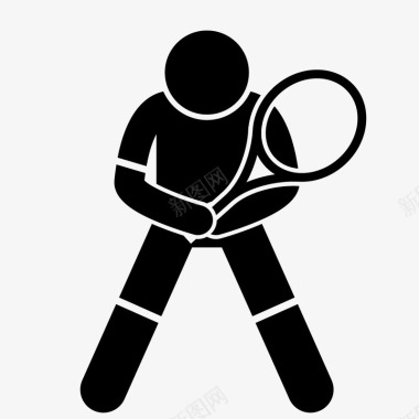 手绘网球人物图标图标