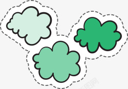 绿色手绘线稿植物卡通贴纸素材