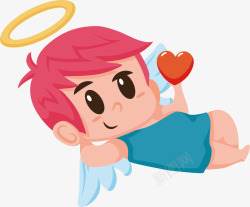 粉嫩嫩拿着爱心的小天使矢量图高清图片